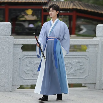 Blue&White Wei Jin Stila Uzvalks Jin-made Augšējo Han Atbilstu Ikdienas Ķīniešu Stilā Nav periodā Vīriešu Skriptu Nogalināt Tērpu Halloween Karnevāls
