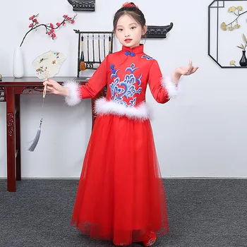 Rudens Un Ziemas Meiteņu Hanfu garām Piedurknēm Kleita Ķīniešu jaungada Apģērbu Darbības Kleita Pieaugušo Ceremonijā Valkā EveningDress