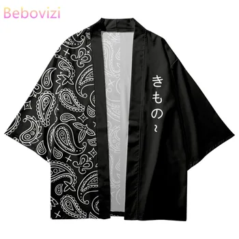 Japāņu Stila Tradicionālo Indijas Ziedu Drukāt Kimono Vīrieši Sievietes Yukata Jaciņa, Krekls Cosplay Haori Drēbes Samurai Āzijas Apģērbu