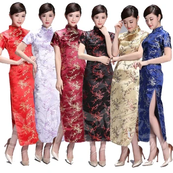 Ilgi Oficiālu Cheongsam Navyblue Vintage Ķīnas Tradīcijas un Sieviešu Qipao Kleita Kleita Mujer Vestido Mandarīnu Apkakles Drēbes