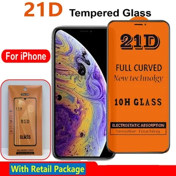100gab Vairumtirdzniecības 21D Stikla iPhone 13 12 Mini 11 Pro Max XS XR X 8 7 6 Plus Pilns Pārklājums Aptver Ekrāna Aizsargs, Lai i12 SE2