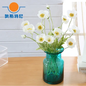5gab mākslīgo ziedu pušķi baltā krāsā mākslīgā kukurūzas magoņu ziedu pušķi&Papaver rhoeas&Coquelicot ķekaru