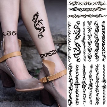 Indijas Cilšu Totem Pūķis Pagaidu Tetovējumiem Sievietēm Lady Reāli Scorpion Ķirzaka Krusta Viltus Tetovējumu Uzlīmes Augšstilba Roku Tatoos