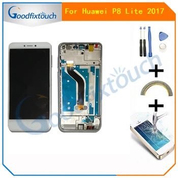 Ar Rāmi Huawei P8 Lite 2017 LCD ekrāns Ar Rāmi, Pieskarieties Ekrānam Digitizer Montāža Nomaiņa Huawei P8 Lite 2017