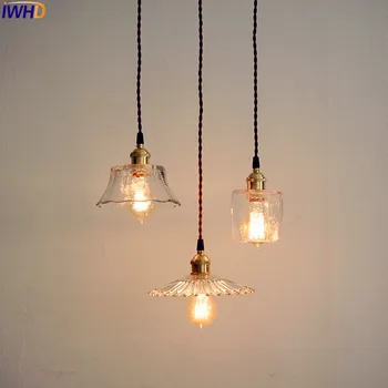 IWHD Ziemeļvalstu Japāņu Stila Edison Kulons Gaismas Ķermeņi, Restorāns, Guļamistabas Gultas, Misiņa, Stikla Karājas Gaismas LED Hanglamp