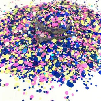 1g/Pudelē Sajauc Krāsaini Vizuļi Kārta Punkti Formas Chunky Glitters Spīd Pārslas, DIY Nagus Mākslas Ķermeņa Puse Amatniecības Apdare