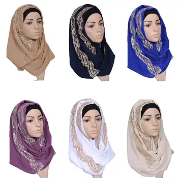 Sieviešu Garo Šalli Hijab Šaļļu, Lakatu, Rhinestone Vadītājs Wrap Musulmaņu Islama Stoles Lakatu Arābu Tuvajos Austrumos Turban Khimar 170*80cm