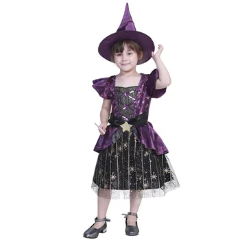 Halovīni ragana viengabala kleita gadījumā puse, debesis pilnas zvaigžņu, meitene princese kleita uzvalks cute meitene fotogrāfija uzvalks
