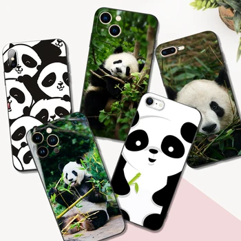 Melns tpu case for iphone14 13 12 11mini pro MAX 5 5s se 2020. gadam 6s 6 7 8 plus x 10 XR XS segtu Gudrs Ķīnas Panda