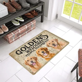 Zelta Retrīvers Laipni Cilvēki Panes Doormat 3D Drukas Pet Suns Antislip Absorbējošs Paklājiņš, Vannas istaba, Guļamistaba Piliens Kuģniecība