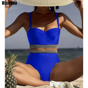 Riseado Sexy Push Up Bikini ar Augstu Vidukļa Sieviešu Peldkostīms Kontrasta Apdari Peldkostīmi 2023 Stitch dati peldkostīmu Cietā Biquinis
