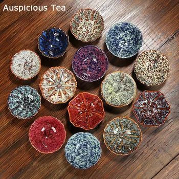 1pc Multicolor Krāsns Fambe Keramikas Tējas Uzstādīt Nelielu Tējas Tasi Vienā Kauss Temmoku Glazūru Porcelāna Tasi Japāņu Kung Fu Puer Master Cup