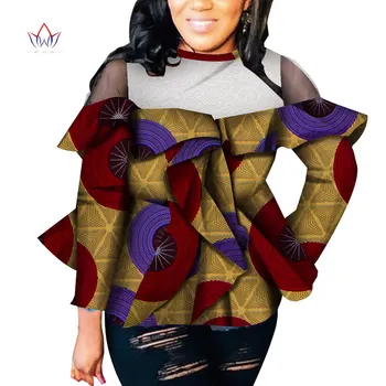 Āfrikas Stilā Sievietēm, Mūsdienu Modes garām Piedurknēm ar Mežģīņu Topi Dashiki Āfrikas Drukāt Topi Krekls Plus Izmērs M-6XL Sieviešu Apģērbu WY5143