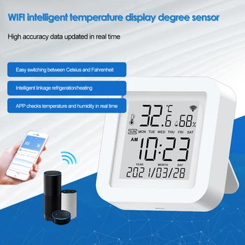 WiFi Smart Control Temperatūras un Mitruma Sensors APP Tālvadības Uzraudzīt, lai Smart Home SmartLife Darbu ar Alexa, Google Palīgs