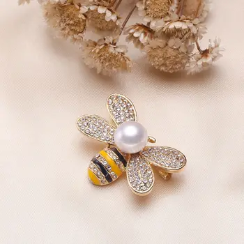 Luksusa Balta Taisnība Dabīgo Saldūdens Pērli 10-11mm Kristāla Sagatavot Bišu Broša Pin