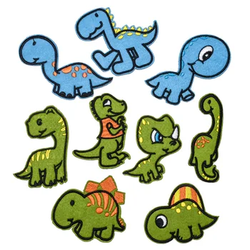 9Pcs/daudz Cute Karikatūra Sērija dinozauru Dzelzs par Izšūti Plāksteri, Lai par Apģērbu, Cepuri, Džinsi Uzlīme Šujmašīnas Gludināšanas Plāksteris DIY Žetons