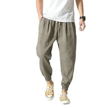 Streetwear Vīriešu Kokvilnas Pludmales Bikses Vīriešu Vasaras Gadījuma Teļš-Garuma Bikses Man Pleds Hip Hop Baggy Bikses Brīvs