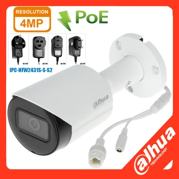 Dahua IP Kameras 4MP Bullet PoE IPC-HFW2431S-S-S2 IS 30M Būvēt SD Kartes Slots Starlight IVS CCTV Drošības Kustības detektors IP67