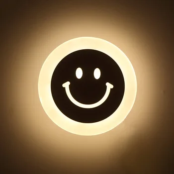 Radošā LED Smaidu Sejā Sienas Lampa, Vienkārša Bērniem, Multiplikācijas filmu Gultas vietas Gaismas Ultra-plānas Akrila Veranda Eju Laternas Pagājušo Apgaismes iekārtas