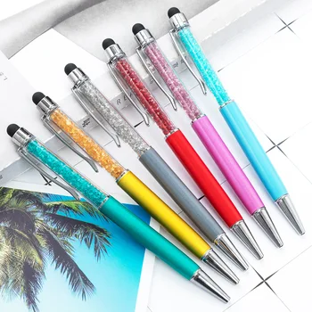 100gab Metāla Pildspalvas Vairumtirdzniecības Kristāla Lodīšu Pildspalvas Dimanta Capacitive Pildspalvu Reklāmas Pildspalvas Multicolor Rakstāmpiederumi Skolas Piederumi