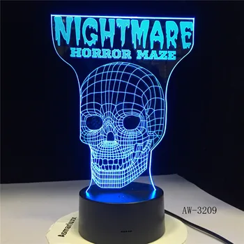 Reliģisko Murgs Skeleta Galvaskausu, 3D Hologrammas Krusta Ilūziju, Vīziju, Galda Lampa, 7 Krāsu Touch Tālvadības Nightlight Dāvanas AW-3209