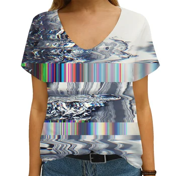 Marmora Zīmējumu, Sievietēm Ar Īsām Piedurknēm Drukāts T-Krekls 2022 Gadījuma Īsām Piedurknēm V-Veida Kakla Retro Brīvs T-Krekls Iela PulloverPlus Izmēra
