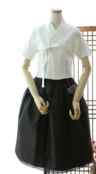 Korejiešu Dzīves Hanbok Parasti Valkā Hanbok Rāmija Kokvilna Top Poliestera Svārki Korejas Tautas Tērps