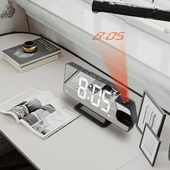 Elektroniskais Modinātājs Daudzfunkcionāls Projekcijas Pulkstenis Radošo Liela Ekrāna LED Digitālais Modinātājs Sadzīves Gultas