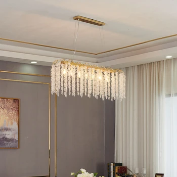 Taisnstūra Ēdamistaba Kristāla Lustras Modernās Led Gaismas AC110V 220V Luksusa Cristal Guļamistaba Plafond Verlichting