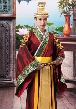 Golden Hot Tautas Deju Ķīnas Cilvēks Han Apģērbu Imperators Princis Parādīt Cosplay Kostīms, Uzvalks Ministrs Tradicionālo Seno Kleitu