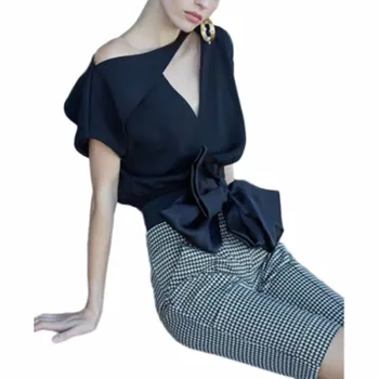 Elegants 2-gabals, kas Vasaras Zīmulis Kleita Sievietēm Gadījuma OLA Biroja Vestido 2022 Jaunu Modes Loku Dobi No Šiks Slim Bodycon Kleitas