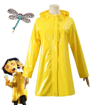 Filma Coraline & Slepeno Durvju Coraline Cosplay Kostīmi Meitenēm Yellow Raincoat Pilna Komplekti Lomu spēlē Sievietēm Halloween