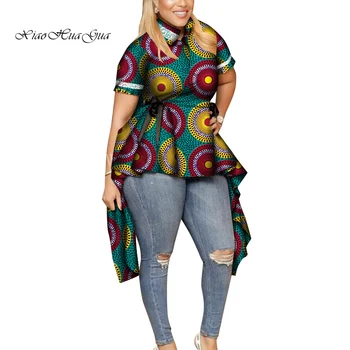 Vasaras Blūze Āfrikas Drēbes Sievietēm Āfrikas Drukāt Ankara Topi Blūze Āfrikas Apģērbu Plus Lieluma Āfrikas Krekls WY7832