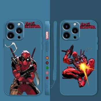 Šķidro Konfektes Silikona Tālrunis Lietā Par iPhone 13 12 11 Pro Max Mini X XR XS Max 7 8 6 6s Plus SE Shell Marvel Komiksi Deadpool