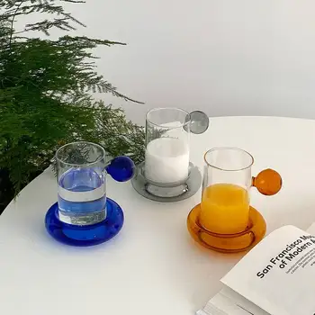 Radošā Coloful Bumbu Apstrādāt Stikla Krūzes kafijas krūze ar Apakštasi Piena Tējas biroja Tases Drinkware Labākā dzimšanas dienas Dāvana