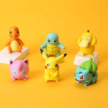 6Pcs/Set Anime Pokemon Attēls Pikachu Rotaļlietu PVC Kūka Auto, Apdare, Rotājumi Rīcības Skaitli, Rotaļlietas, Dāvanas, Bērnu Dzimšanas dienu