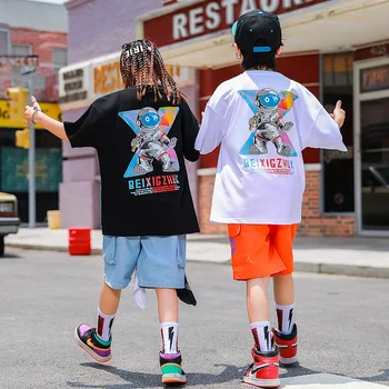 Hip Hop Dejas Bērniem Apģērbu Modes Grafiskais T Krekls Vasaras Džinsu Bikses Dancewear Meiteņu Deju Apģērba Modes Kostīms