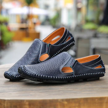 verano dzīvoklis para patiesu sandales, vīriešiem v gadījuma vīrieši sandalen apavu homme 2022 romiešu rasteira ādas sandalia darba big drošības cuir