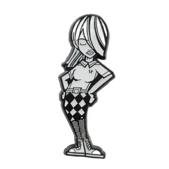 Baltās un melnās Meitenes atloks pins dizaina grūti emalju melnā nickle metāla modes meitene augstas kvalitātes Cinka Sakausējuma Žetons