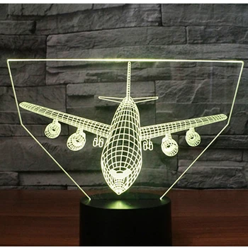 3D LED Nakts Gaisma Šoks Pakārt Raķešu Bumbvedējs Pozitīvu Nāk ar 7 Krāsas, Gaismas Plaknes Gaisa kuģu Mājas Apdare Lampas
