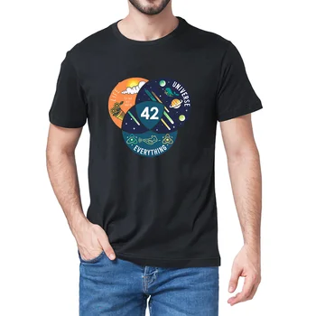 Unisex 100% Kokvilnas, 42 Atbildēt Uz Dzīvi, Visumu Un Viss Smieklīgi Vasaras Vīriešu T-Krekls Zaudēt Harajuku O-veida Kakla Streetwear