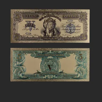 Pasaules Viltotu Naudu, 1899 Gados Zelta Banknošu ASV 5 Dolāru Zelta Folija Banknošu Rēķinu Amerikāņu Dizainu