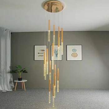 Mūsdienu LED Luksusa Kristāla Lustra kāpņu dzīvojamā istaba mājas apdare karājas lampa ilgi iekštelpu cristal gaismas ķermeņi,