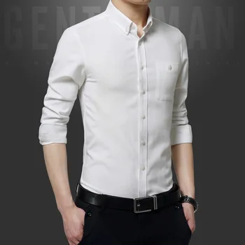 Jaunu High-End Dizains Kāzu Līgavainis Vīriešu Slim Fit Krekls Modes Biznesa Gadījuma Vīrietis Kleita Labas Kvalitātes Auduma, Ar Garām Piedurknēm Zēns Augšu